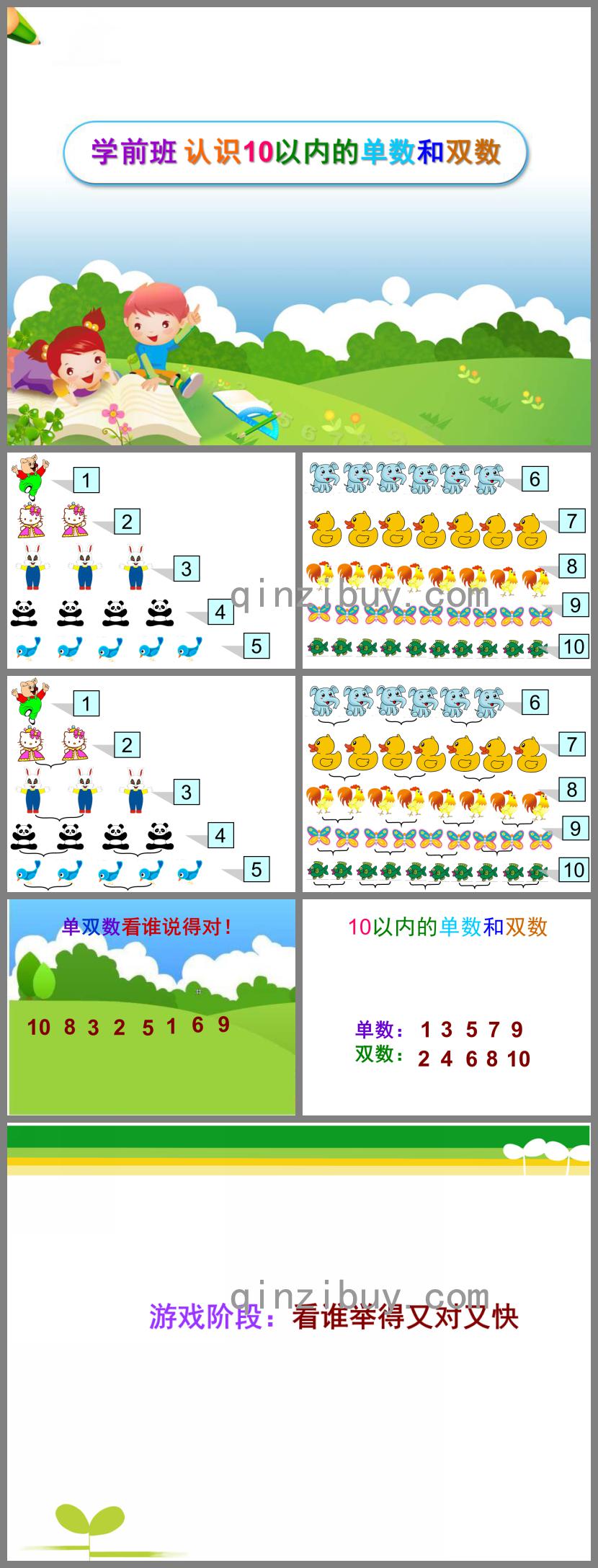 学前班认识10以内的单数和双数PPT课件