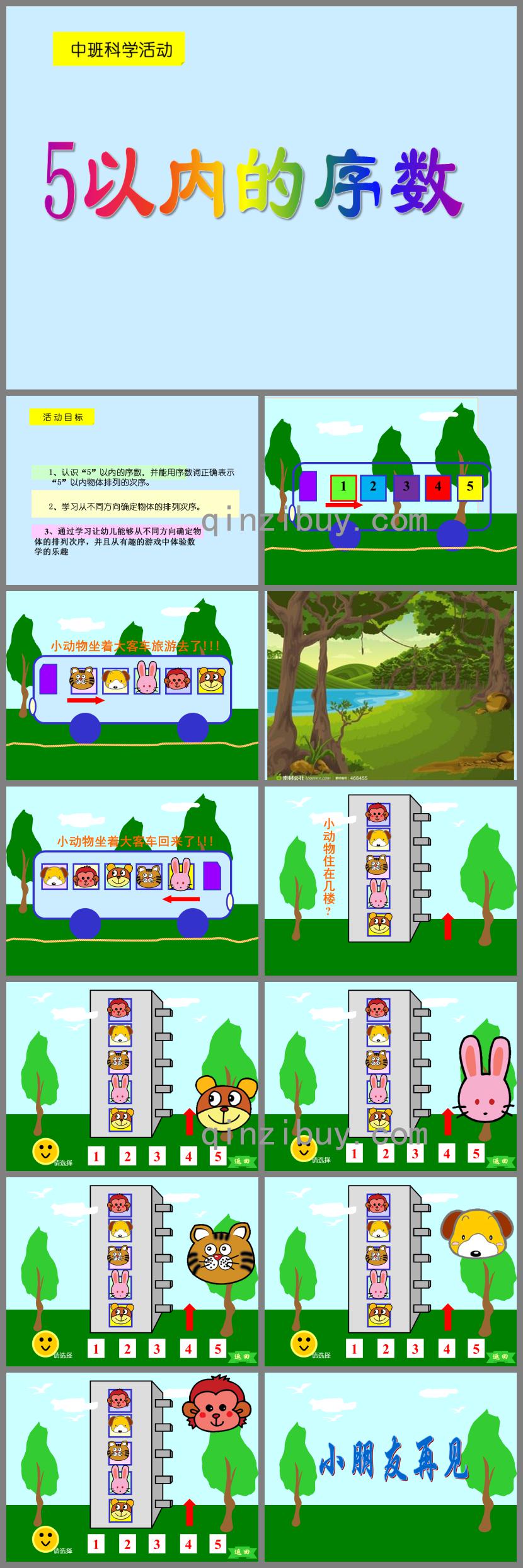 中班科学活动课5以内序数PPT课件