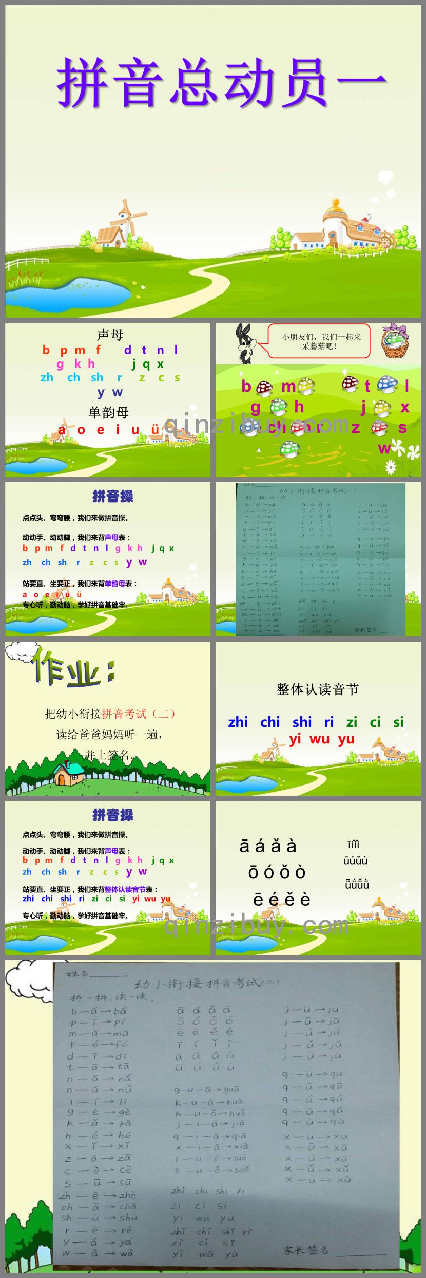 幼儿园幼小衔接语文比较声母及拼读音节PPT课件