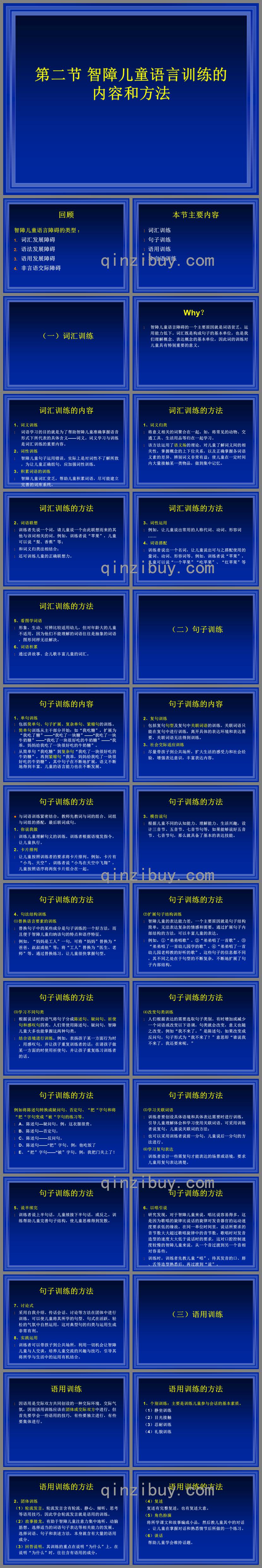 智障儿童语言训练的内容和方法PPT课件