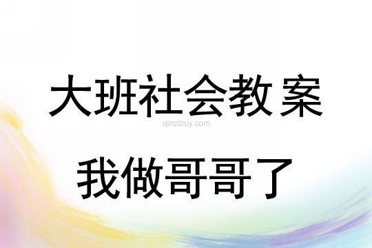 大班社会：我做哥哥了大班社会教案：我做哥哥了