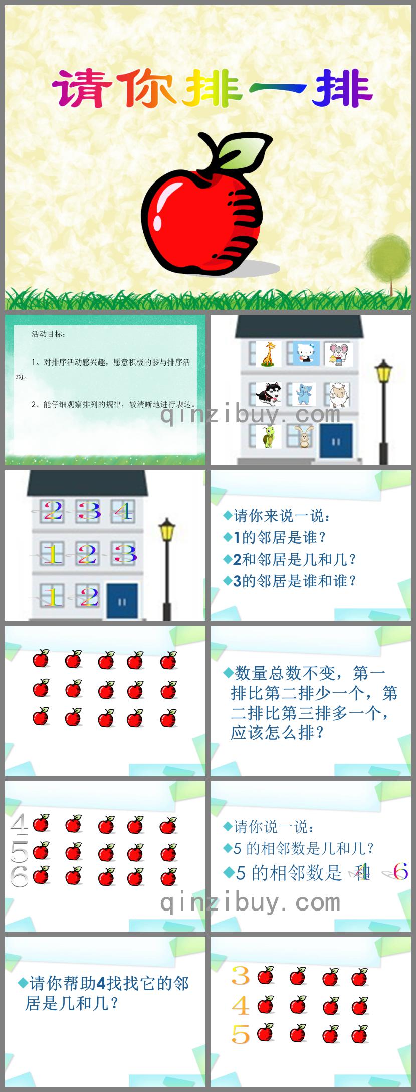 大班数学活动请你排一排PPT课件