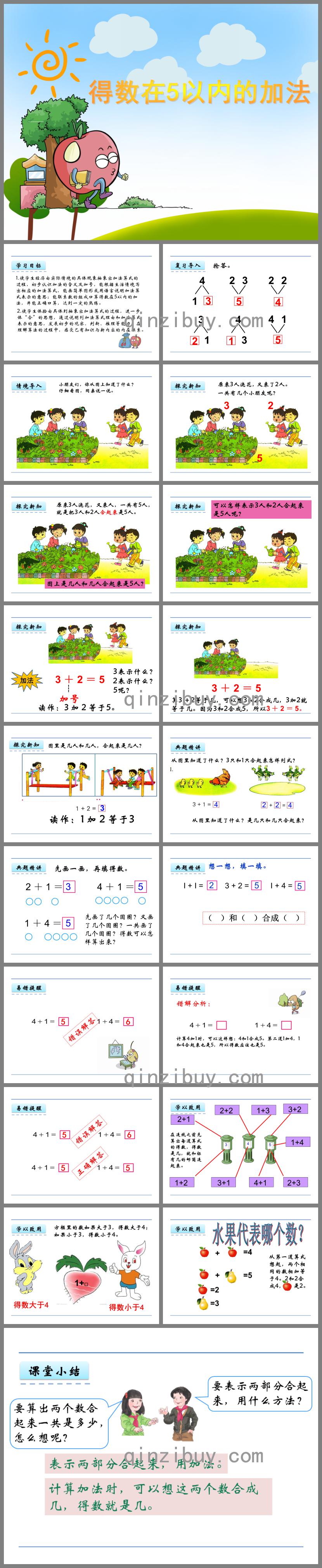 大班数学活动得数在5以内的加法PPT课件