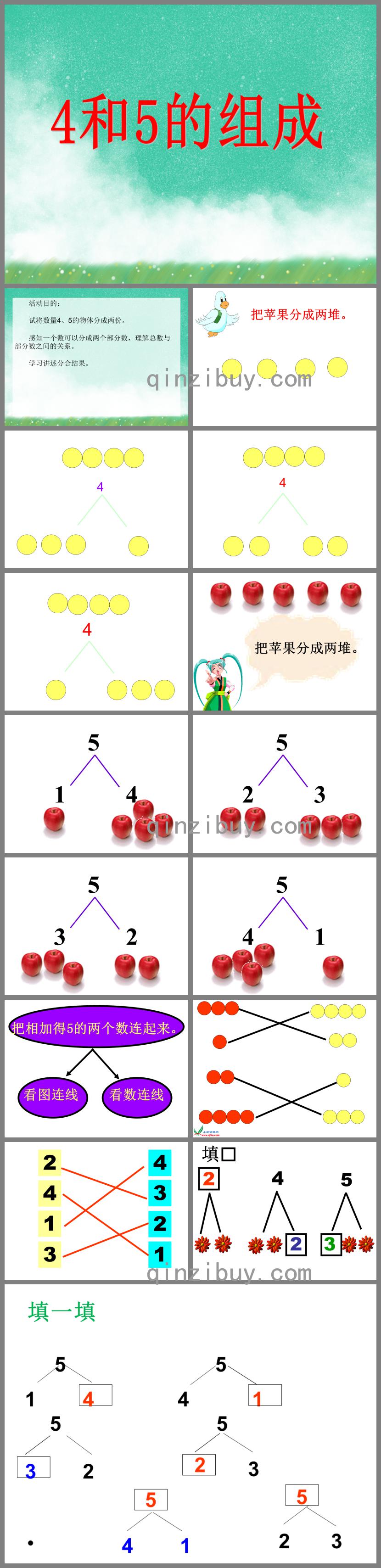 大班数学活动4和5的组成PPT课件