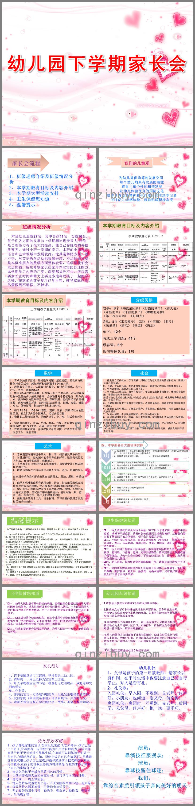 幼儿园下学期家长会PPT模板