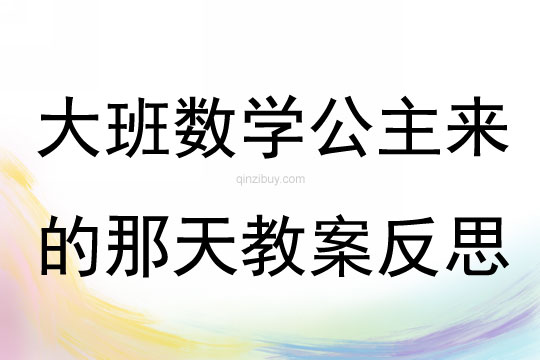 大班数学公主来的那天教案反思