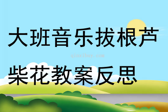 大班音乐活动拔根芦柴花教案反思