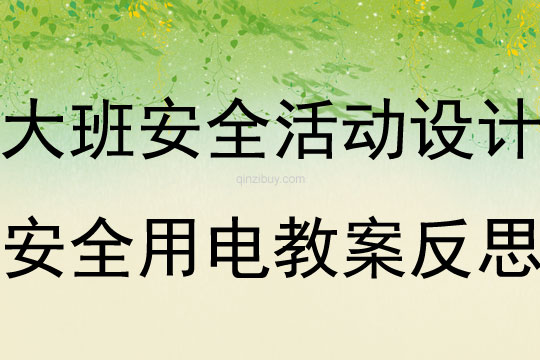 大班安全活动设计安全用电教案反思