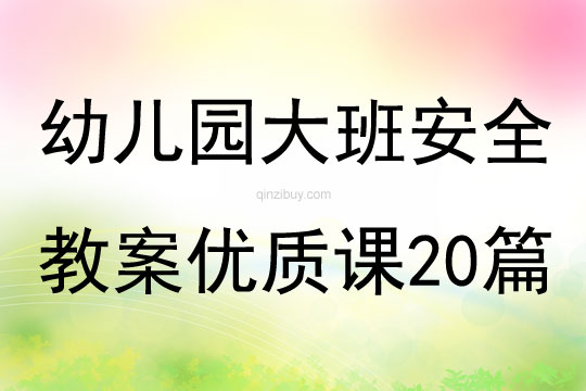 幼儿园大班安全教案优质课20篇