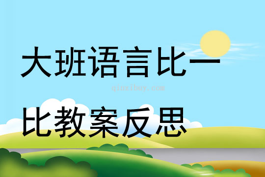 大班语言比一比教案反思