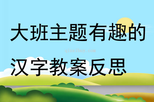 大班主题公开课有趣的汉字教案反思