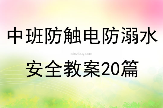 中班防触电防溺水安全教案20篇