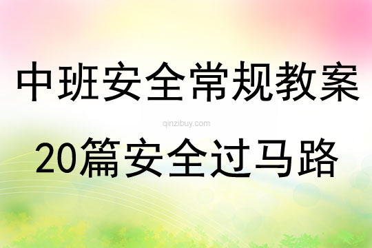 中班安全常规教案20篇安全过马路