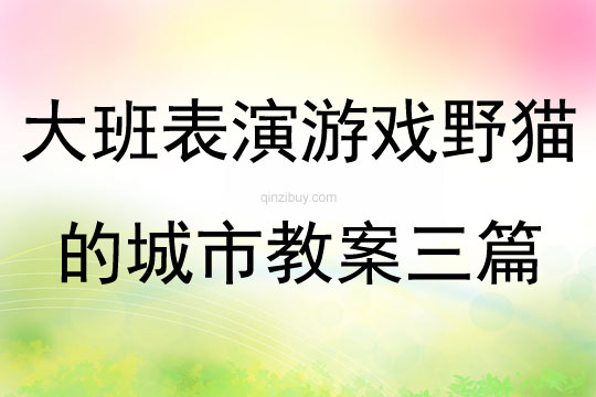 大班表演游戏野猫的城市教案三篇