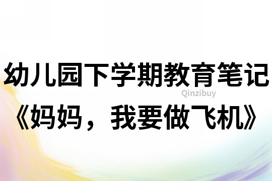 幼儿园下学期教育笔记《妈妈，我要做飞机》