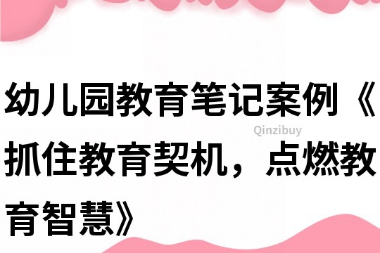 幼儿园教育笔记案例《抓住教育契机，点燃教育智慧》