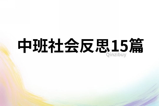 中班社会反思15篇