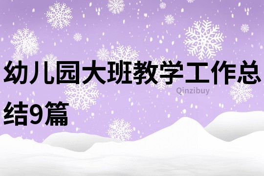 幼儿园大班教学工作总结9篇