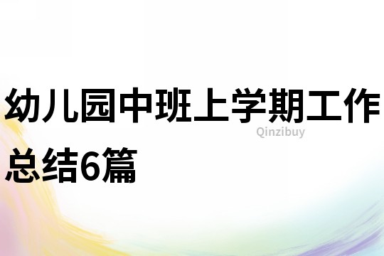 幼儿园中班上学期工作总结6篇