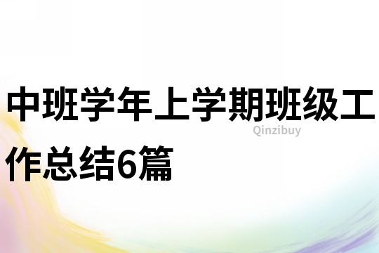 中班学年上学期班级工作总结6篇