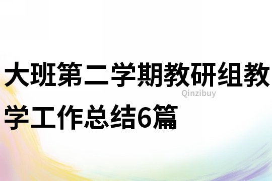 大班第二学期教研组教学工作总结6篇