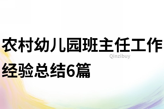 农村幼儿园班主任工作经验总结6篇