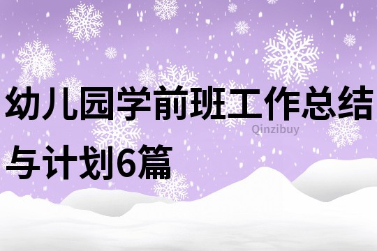 幼儿园学前班工作总结与计划6篇