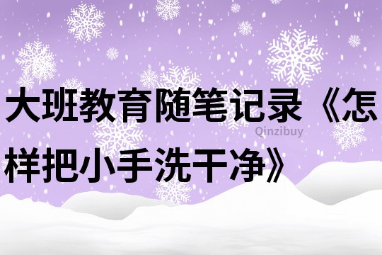 大班教育随笔记录《怎样把小手洗干净》