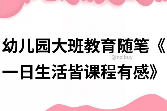 幼儿园大班教育随笔《一日生活皆课程有感》