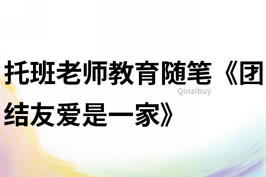 托班老师教育随笔《团结友爱是一家》