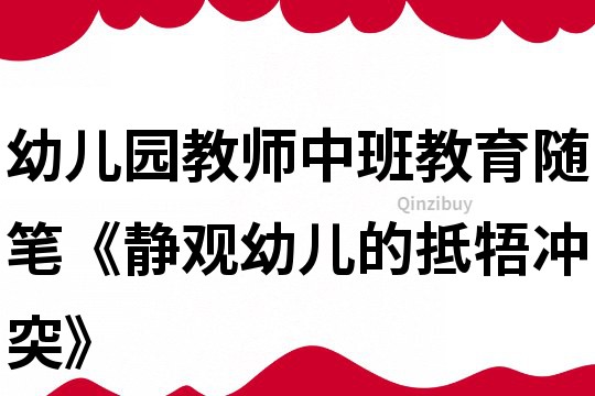 幼儿园教师中班教育随笔《静观幼儿的抵牾冲突》