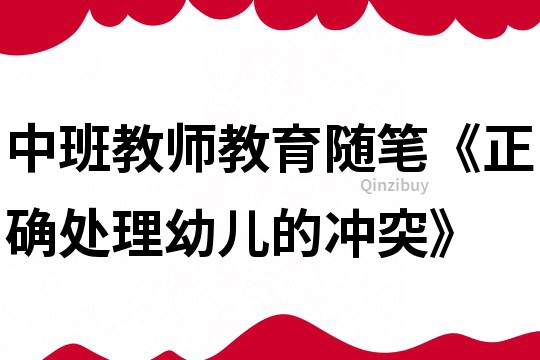 中班教师教育随笔《正确处理幼儿的冲突》