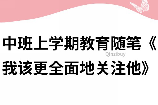 中班上学期教育随笔《我该更全面地关注他》