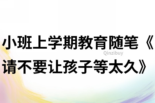 小班上学期教育随笔《请不要让孩子等太久》