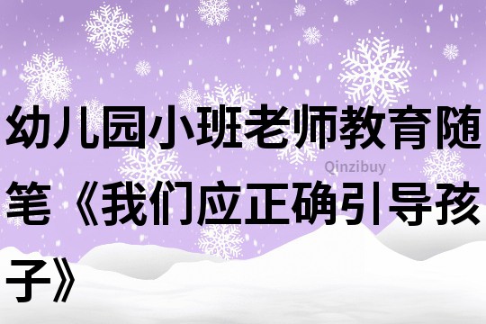 幼儿园小班老师教育随笔《我们应正确引导孩子》