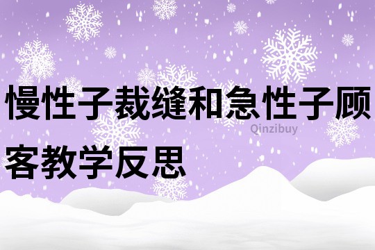 慢性子裁缝和急性子顾客教学反思