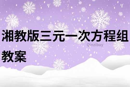 湘教版三元一次方程组教案