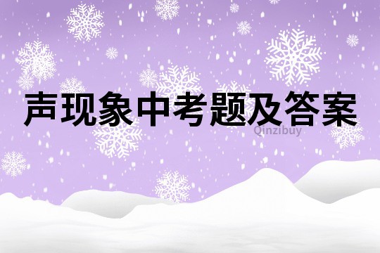 声现象中考题及答案