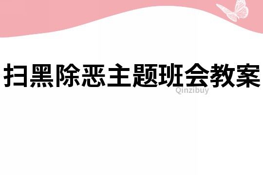 扫黑除恶主题班会教案