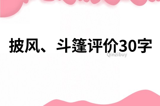 披风、斗篷评价30字