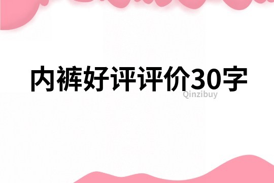 内裤好评评价30字