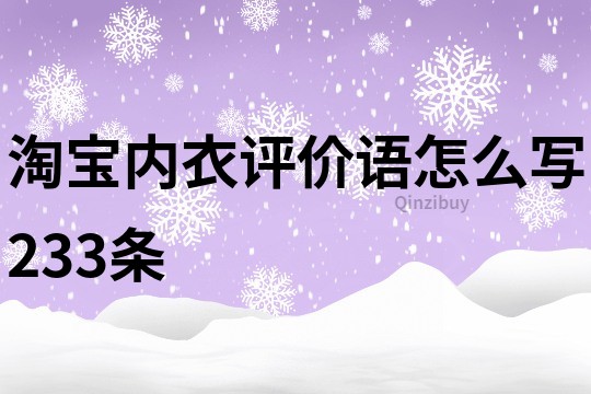 淘宝内衣评价语怎么写233条