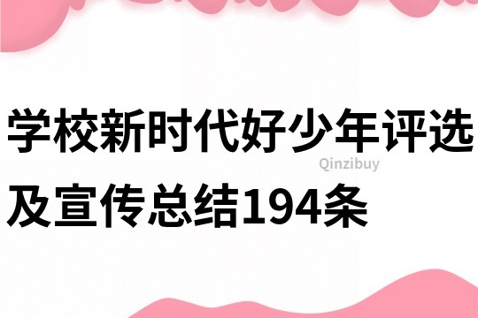 学校新时代好少年评选及宣传总结194条