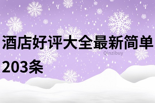 酒店好评大全最新简单203条