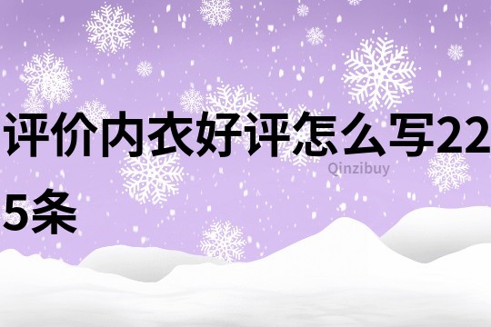 评价内衣好评怎么写225条