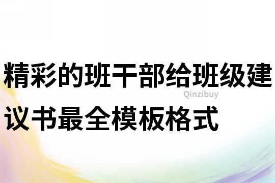 精彩的班干部给班级建议书最全模板格式