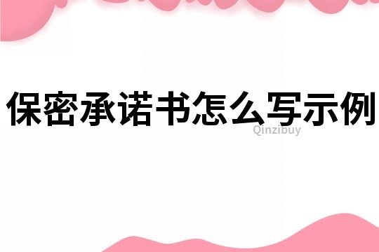 保密承诺书怎么写示例