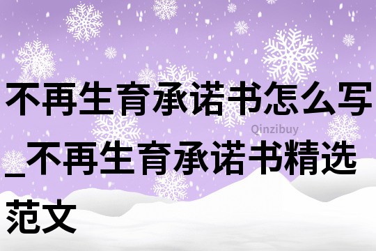 不再生育承诺书怎么写_不再生育承诺书精选范文