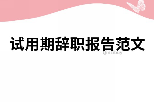 试用期辞职报告范文