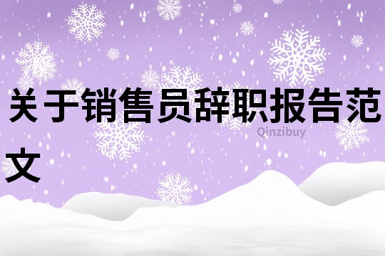 关于销售员辞职报告范文